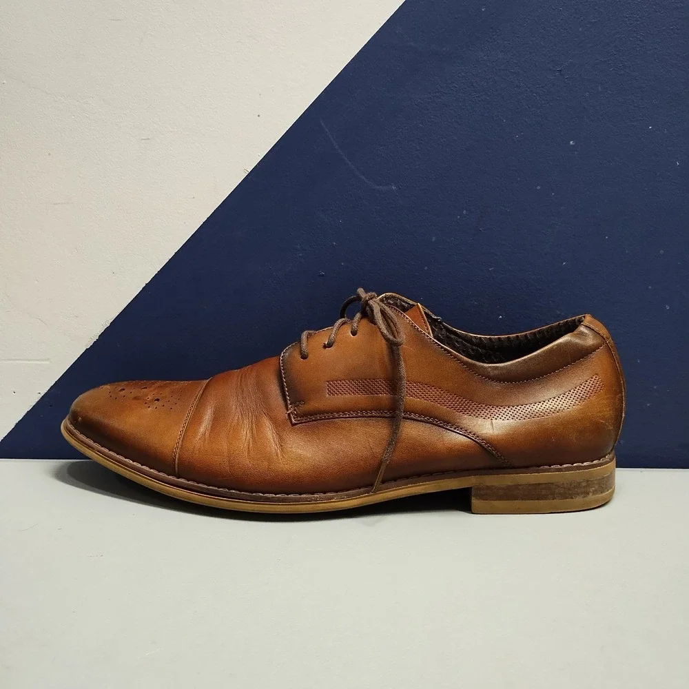 Carlo Morandi Oxford Dress Shoes Mens US 10.5D Brown Leather Memory Foam‎ 900D70